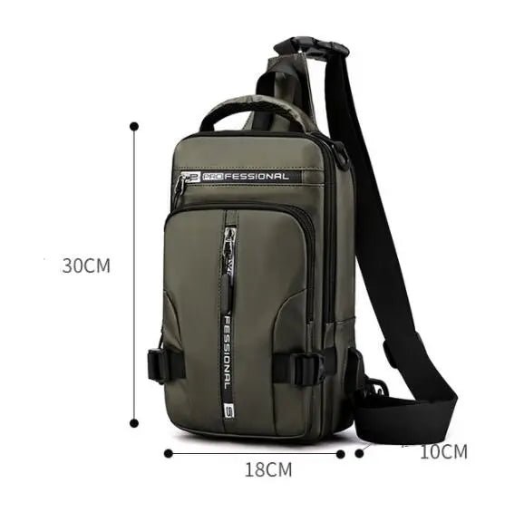 Bolsa Masculina Impermeável com Carregamento USB e Design Multifuncional - Chama Oficial