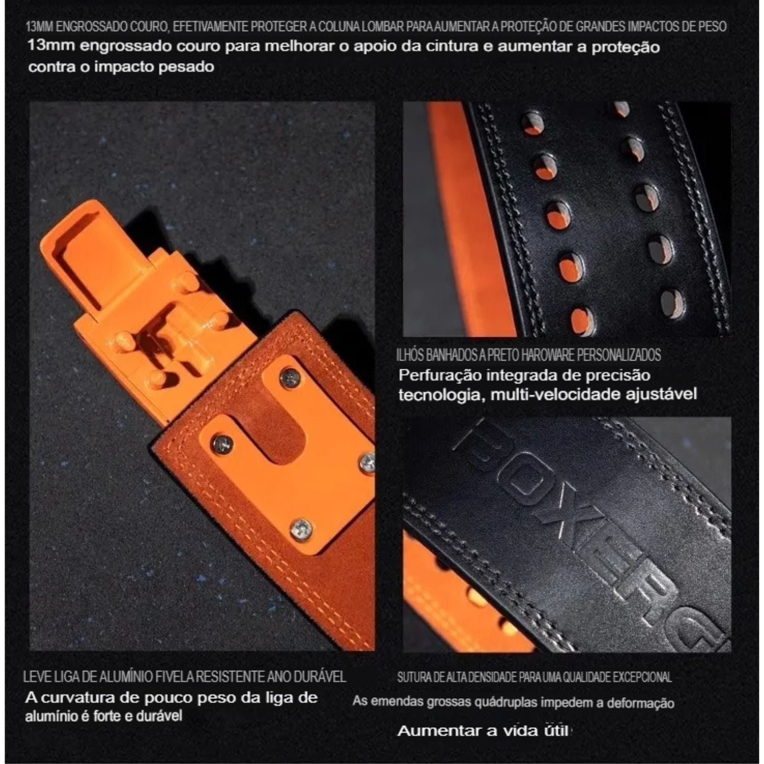 Cinto de Treino em Couro para Levantamento de Peso e Musculação - Chama Oficial