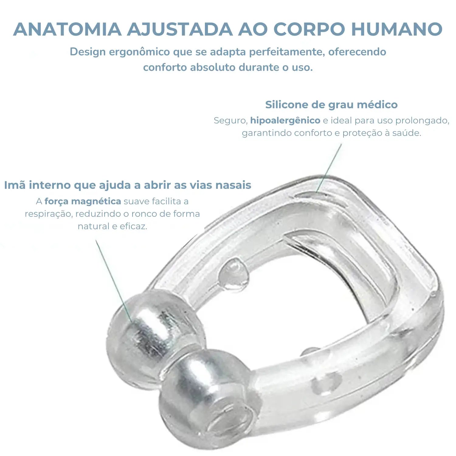 Clipe Nasal Anti Ronco de Silicone para Respiração Mais Livre