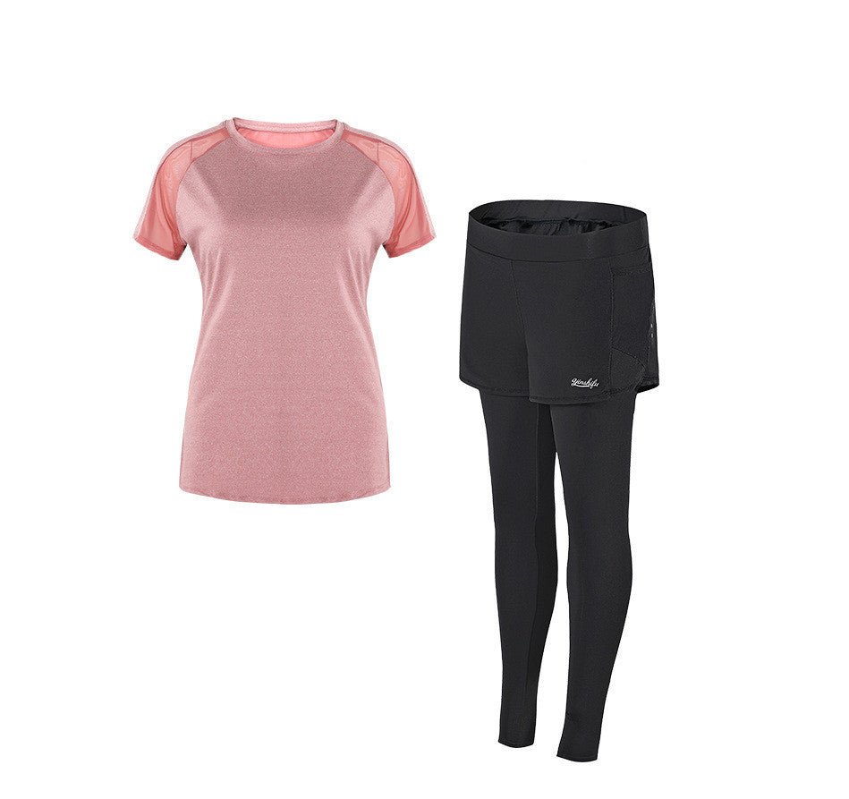 Conjunto Fitness Feminino com Camiseta e Shorts de Secagem Rápida - Chama Oficial
