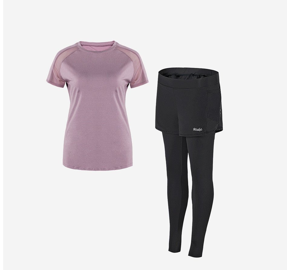 Conjunto Fitness Feminino com Camiseta e Shorts de Secagem Rápida - Chama Oficial