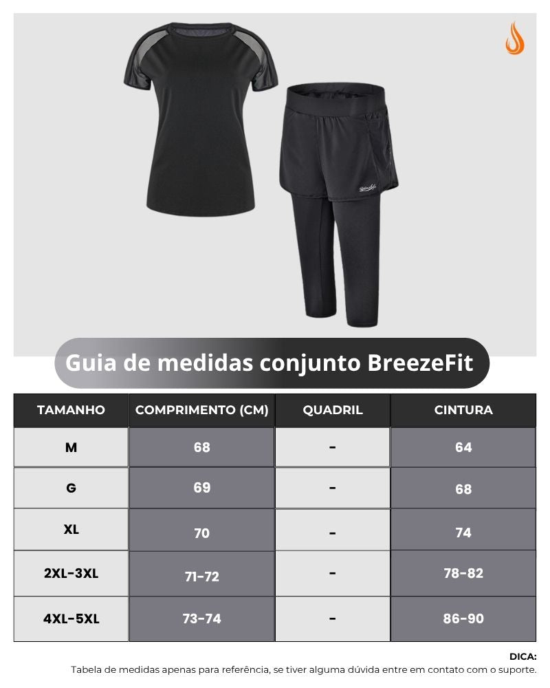 Conjunto Fitness Feminino com Camiseta e Shorts de Secagem Rápida - Chama Oficial