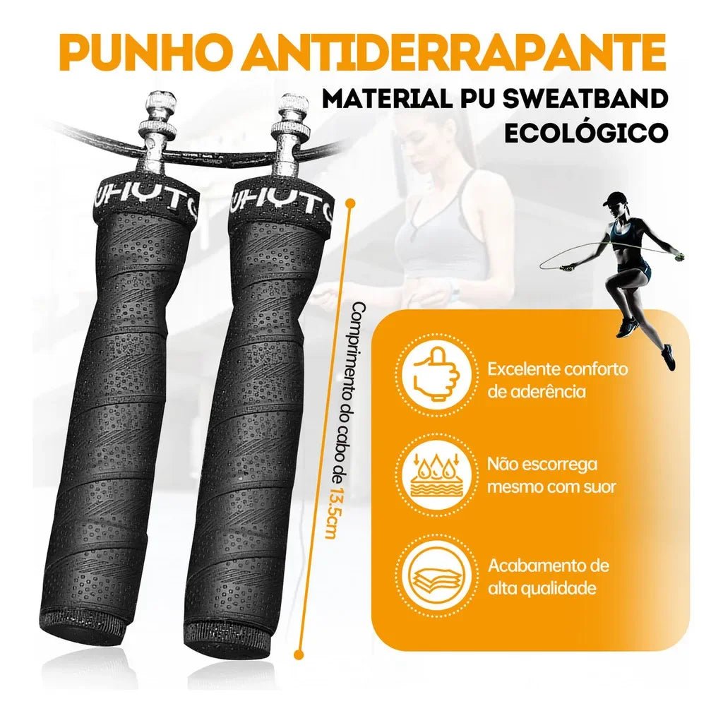 Corda de Pular Profissional com Pegada Antiderrapante e Cabo Ajustável - Chama Oficial