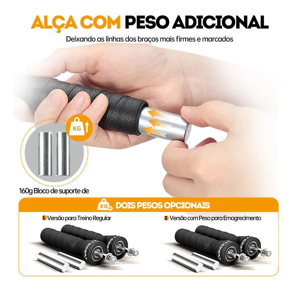 Corda de Pular Profissional com Pegada Antiderrapante e Cabo Ajustável - Chama Oficial