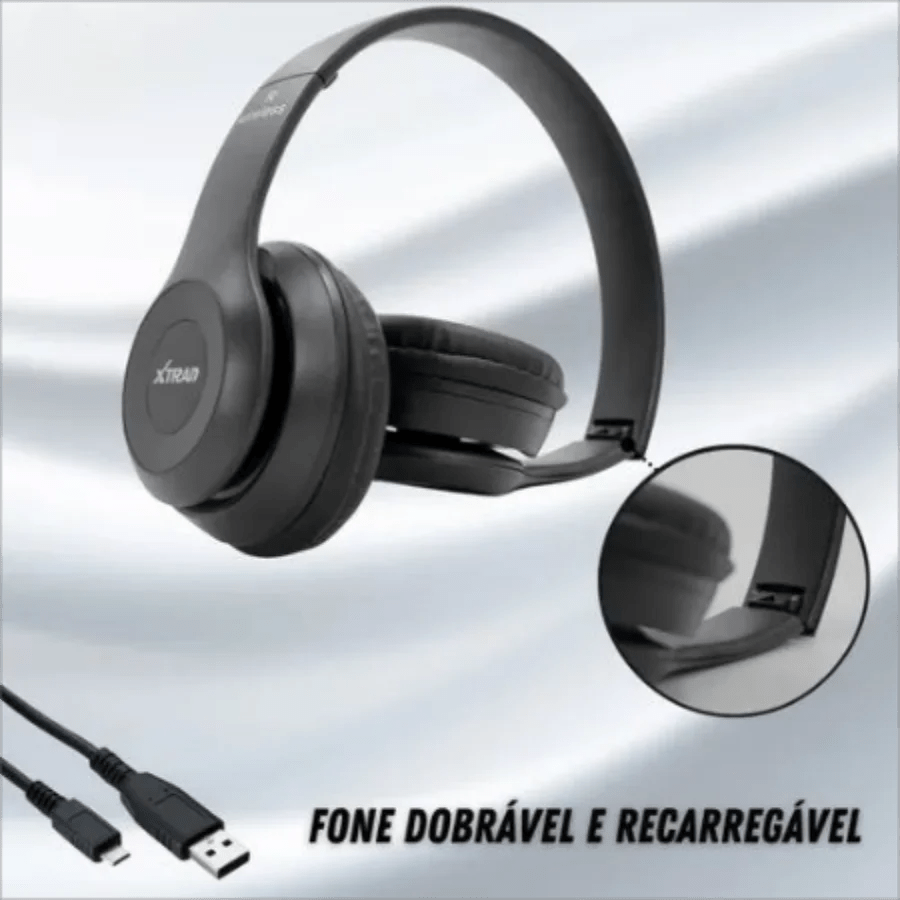 Headphone Bluetooth com Rádio FM e Bateria de Longa Duração - Chama Oficial