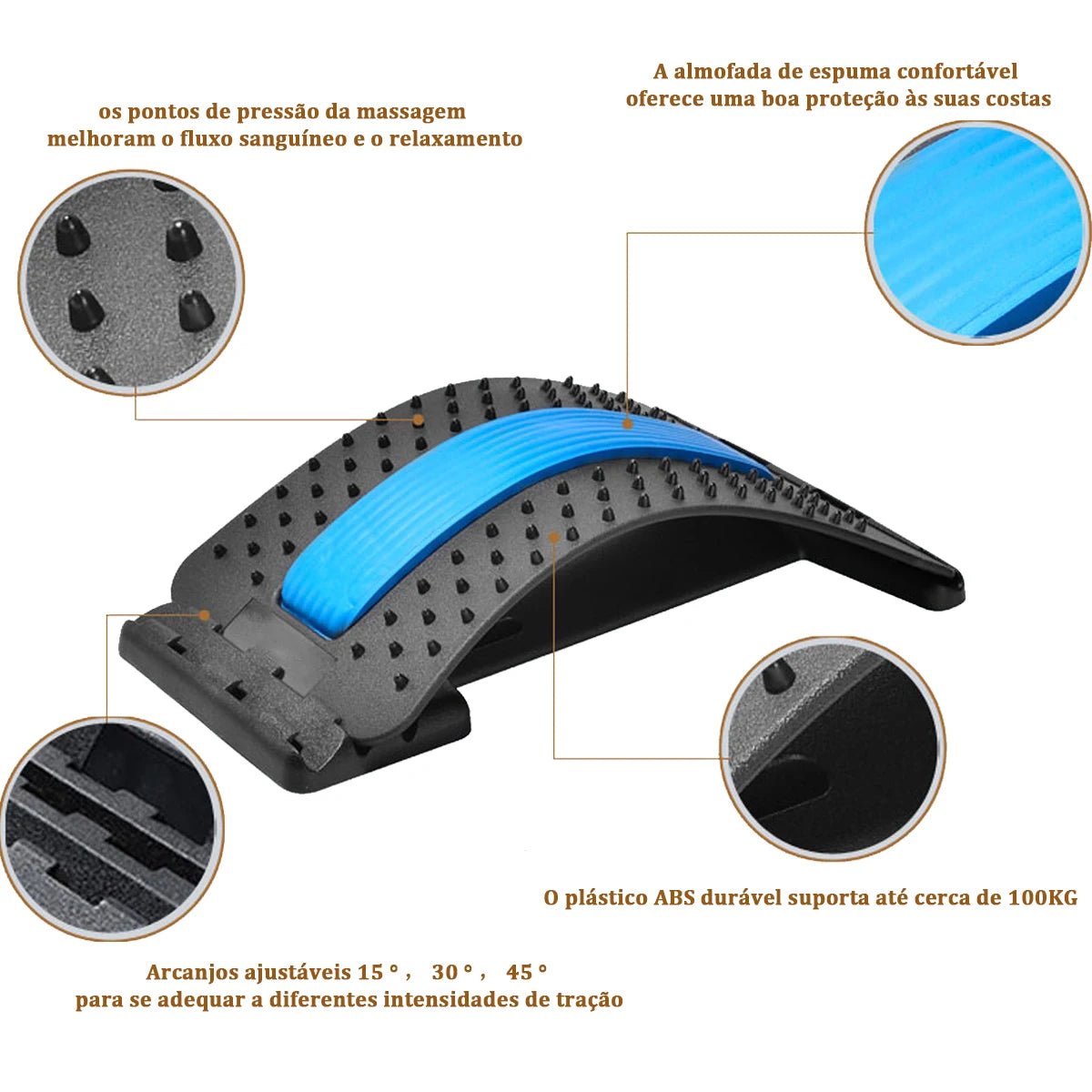 Massageador Travesseiro Ajustável com Suporte Ergonômico - Chama Oficial