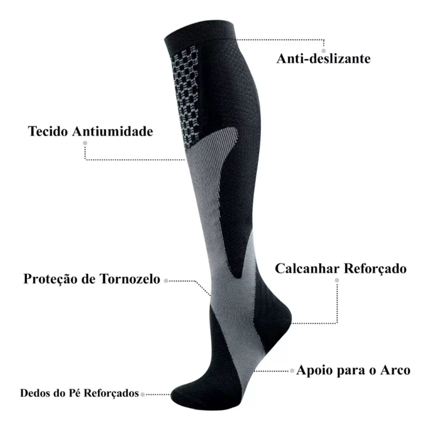 Meia Compressiva com Opção de Terapia Térmica - Chama Oficial