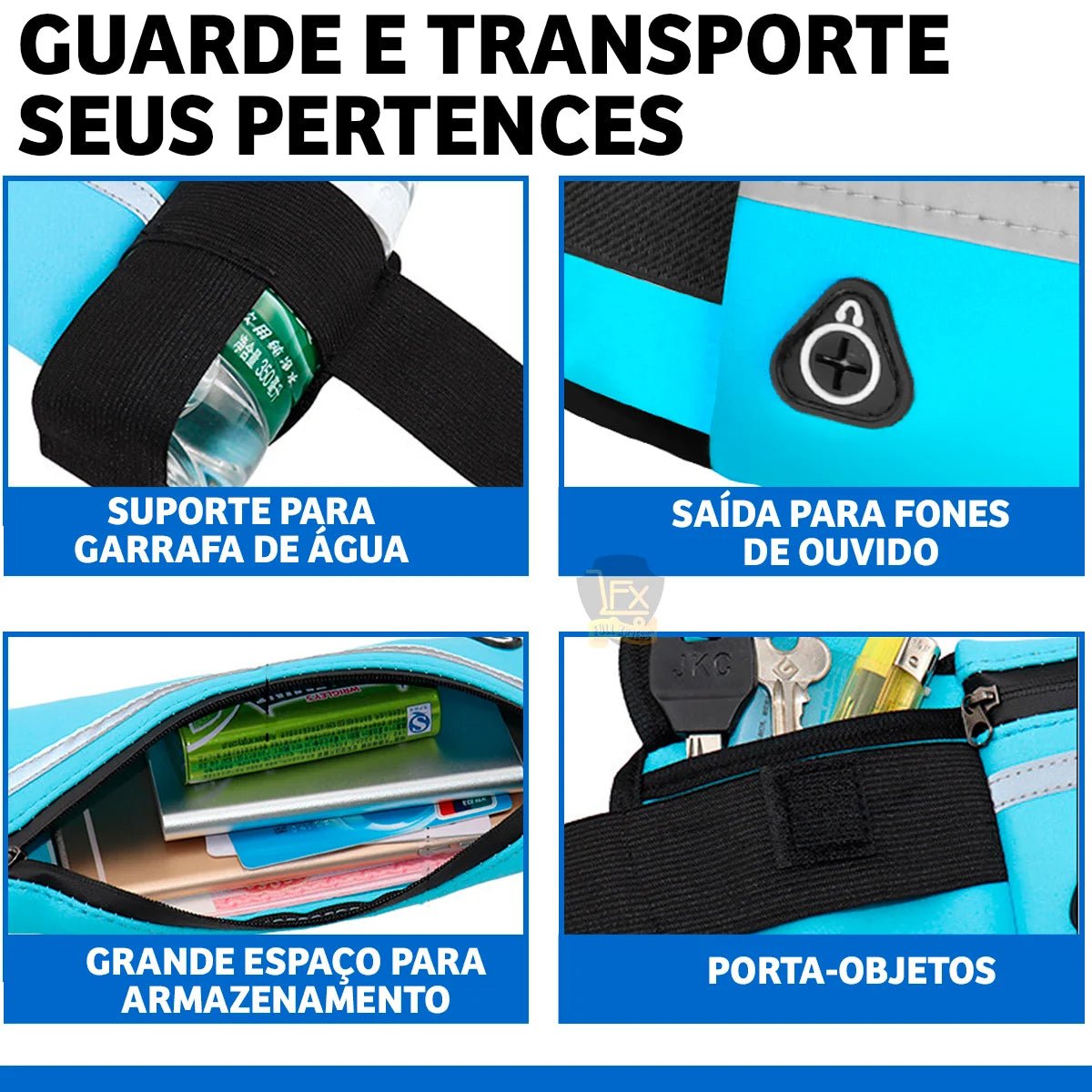 Pochete Esportiva com Ajuste Personalizado, Porta-Garrafa e Resistência à Água - Chama Oficial