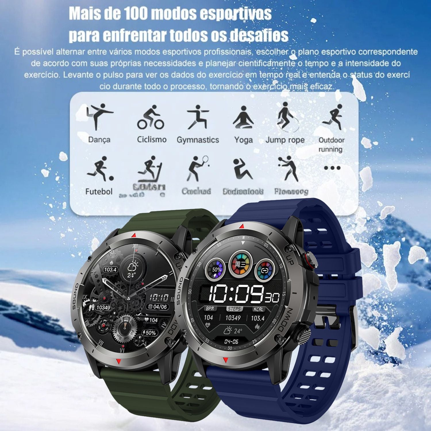 Smartwatch Resistente Militar 1,39” HD, Chamadas Hi-Fi e Monitoramento de Saúde - Chama Oficial