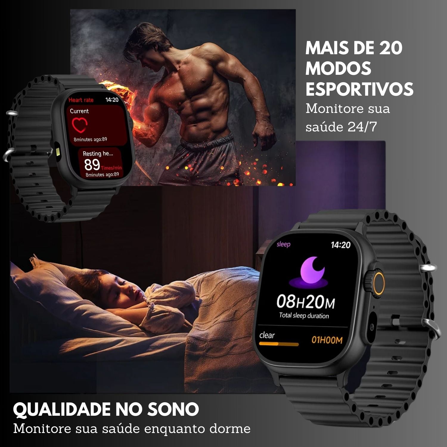 Smartwatch Tela AMOLED, Chamadas Bluetooth e Monitoramento Completo - Chama Oficial