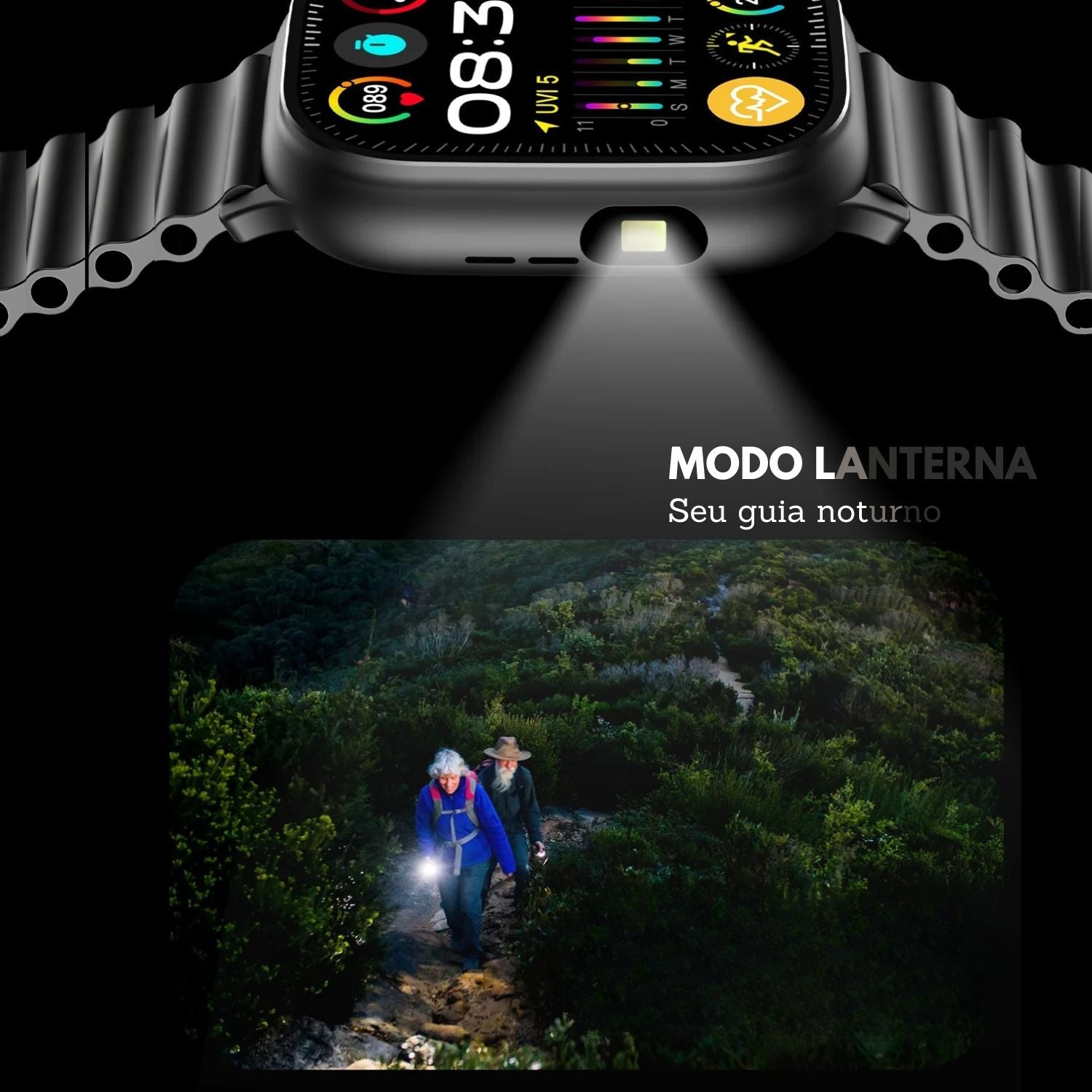 Smartwatch Tela AMOLED, Chamadas Bluetooth e Monitoramento Completo - Chama Oficial