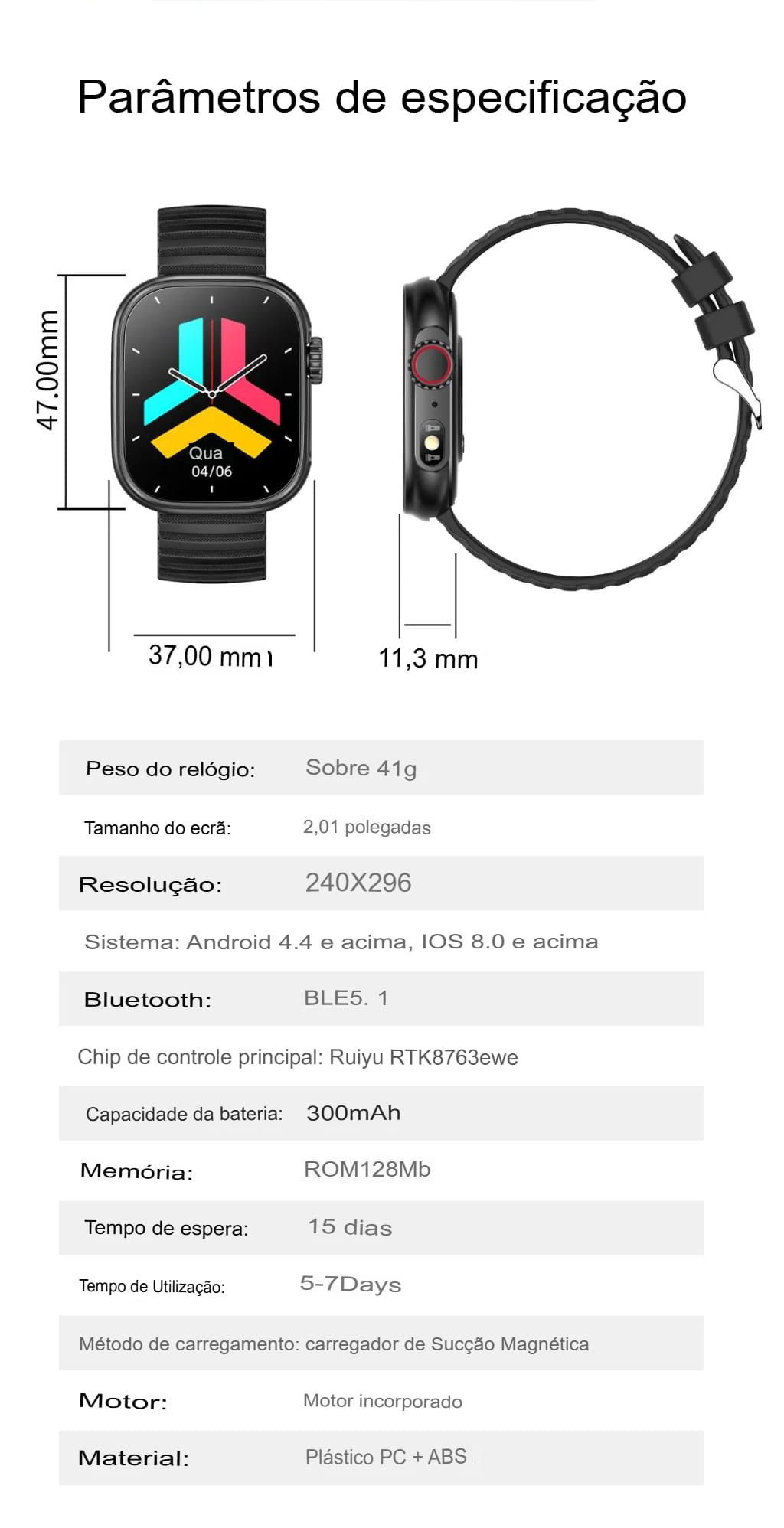 Smartwatch Tela AMOLED, Chamadas Bluetooth e Monitoramento Completo - Chama Oficial