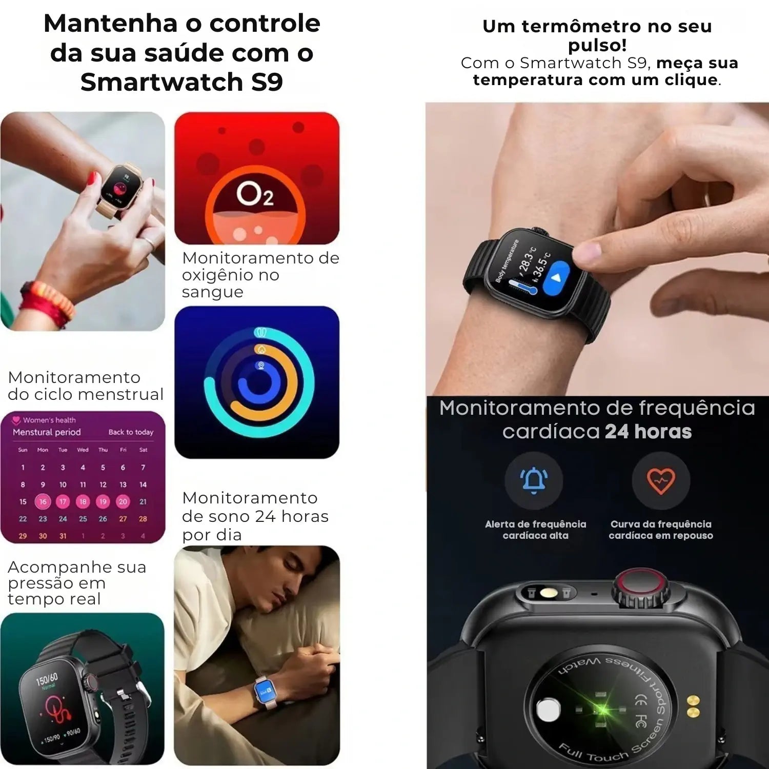Smartwatch Tela AMOLED, Chamadas Bluetooth e Monitoramento Completo