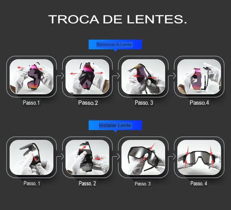 Óculos Esportivos com Lentes Intercambiáveis, Proteção UV400 e Conforto Extremo - Chama Oficial