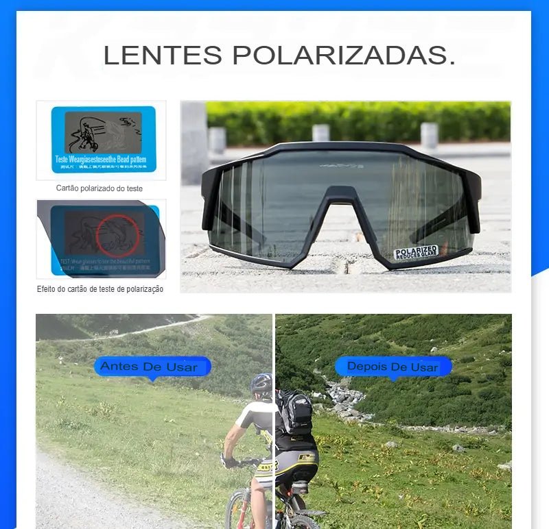 Óculos Esportivos com Lentes Intercambiáveis, Proteção UV400 e Conforto Extremo - Chama Oficial