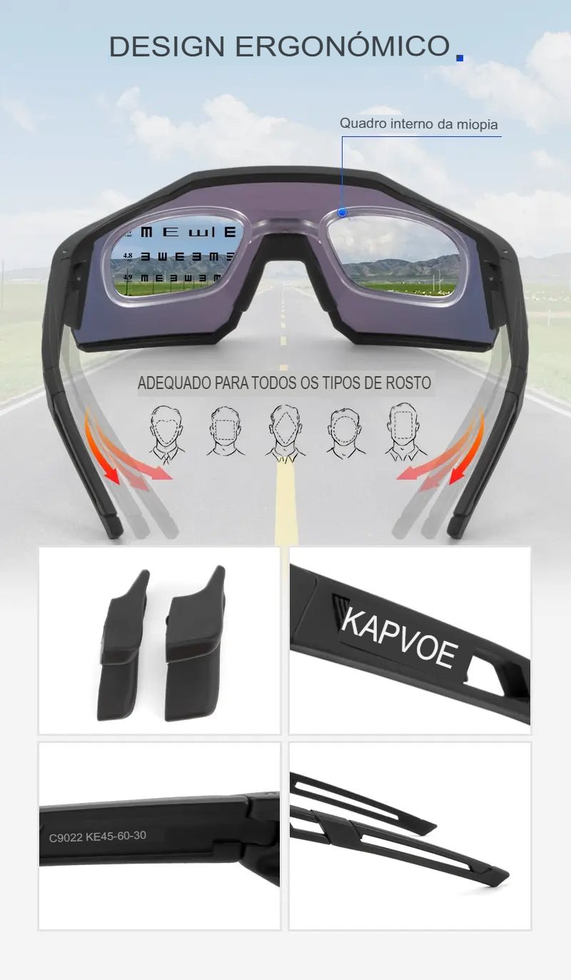 Óculos Esportivos com Lentes Intercambiáveis, Proteção UV400 e Conforto Extremo - Chama Oficial