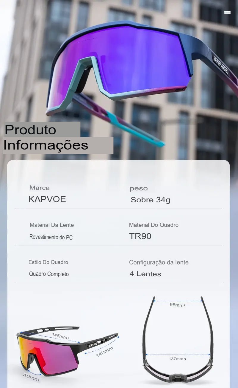 Óculos Esportivos com Lentes Intercambiáveis, Proteção UV400 e Conforto Extremo - Chama Oficial