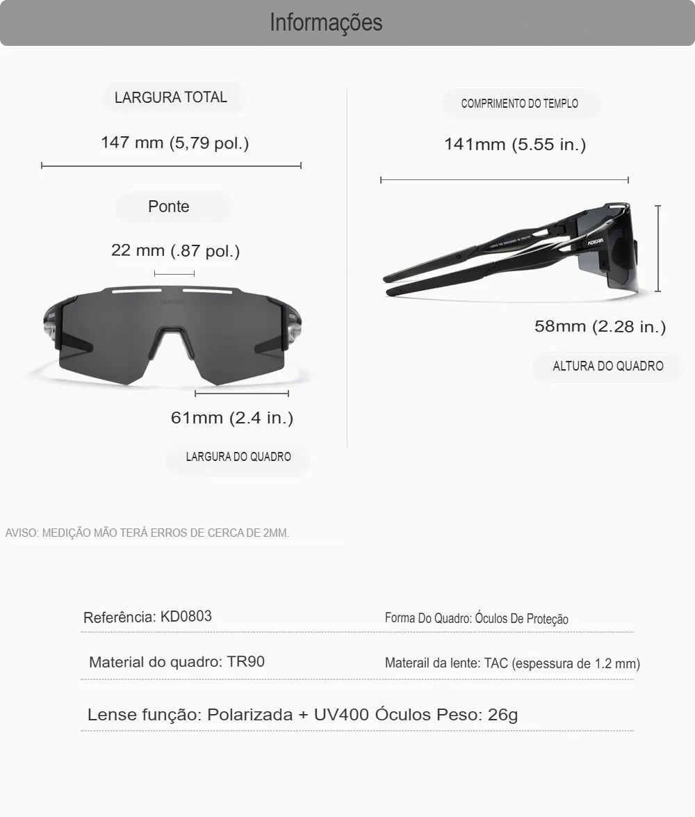 Óculos de Sol Esportivos com Proteção UV para Atividades ao Ar Livre - Chama Oficial